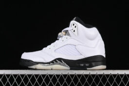 AIR JORDAN 5 RETRO WHITE/BLACK/SAIL/METALLIC SILVER]-[MAN:40-47.5