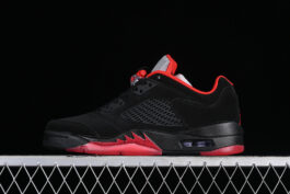 AIR JORDAN 5 RETRO LOW BLACK/GYM RED-METALLIC HEMATITE]-[UNISEX:36-47.5]