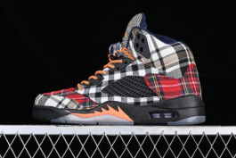 AIR JORDAN 5 RETRO PLAID BLACK/TOTAL ORANGE/DARK OBSIDIAN]-[UNISEX:36-47.5]