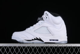 AIR JORDAN 5 RETRO WHITE/BLACK/SAIL/METALLIC SILVER]-[MAN:40-48.5]