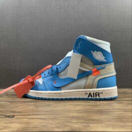 [AQ0818-148]-[OW X AIR JORDAN 1 RETRO HIGH OG UNC WHITE/DARK POWDER BLUE-CONE]-[UNISEX:36-47.5]