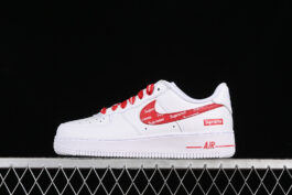 CU9225-010-SUPREME AIR FORCE 1 07 LOW WHITE/RED-WOMAN:36-39-MAN:40-45