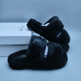 CELINE Black Casual Fur Slippers Available in 35-40 Sizes