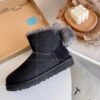 2022 winter new UGG sheep fur integrated snow boots 1132018 classic mini furry bow short tube boots for women black 35-40