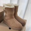 UGG sheep fur integrated snow boots 7074 pairs of magic card casual women's high top boots chestnut color in stock size 36-40