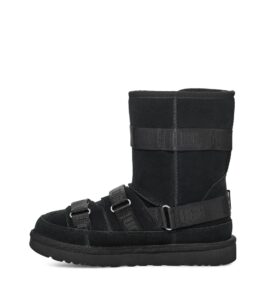 UGG sheep fur integrated snow boots 3470 black mixed lace up casual style in stock size 36-40