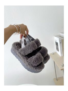 UGG sheepskin fur slippers 0876 gray teddy curl thick bottom slippers in stock 36-40 sizes