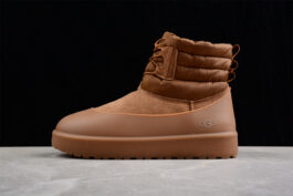 UGG sheep fur integrated snow boots 0849 chestnut waterproof lace up warm shoes for men and women