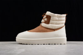 UGG sheep fur integrated snow boots 0849 white waterproof lace up warm shoes for men and women