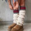 UGG sheep fur integrated snow boots 4045 chestnut winter pure handmade knitted yarn socks warm and non slip high top cotton boots women's shoes size 35-40