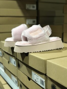 UGG sheepskin 1112258 disco velvet sandals pink spot