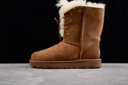 UGG sheep fur integrated snow boots 9696 star willow Ding boots lace up women's boots chestnut 36-40