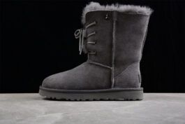 UGG sheep fur integrated snow boots 9696 star willow Ding boots lace up women's boots dark gray 36-40