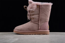 UGG sheep fur integrated snow boots 9696 star willow Ding boots lace up style women's boots dusk pink 36-40