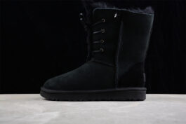 UGG sheep fur integrated snow boots 9696 star willow Ding boots lace up women's boots black 36-40