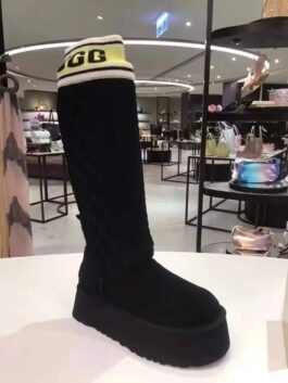 UGG sheep fur integrated snow boots 4045 black winter pure handmade knitted yarn socks warm and non slip high top cotton boots women's shoes size 35-40