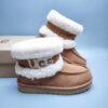 UGG wool integrated snow boots 5410 chestnut curly fur big logo mid top trendy boots in stock size 35-40