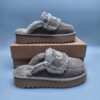 UGG sheepskin fur integrated snow boots 1208 antelope brown thick bottom curly fur large LOGO casual fur slippers in stock 35-40 sizes