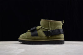 UGG sheep fur integrated snow boots 3471 green mixed lace up casual men's and women's boots 36-45