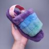 UGG sheepskin fur slippers 1095119 indoor slippers velvet ?yes ?contrast color sandals ? purple patchwork spot