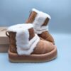UGG wool integrated snow boots 3316 chestnut caterpillar thick sole mid top casual shoes in stock size 35-40