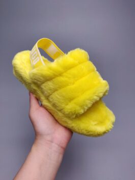 UGG sheepskin fur slippers 1095119 indoor slippers light yellow Fluff Yeah Slide Fluff Yeah Slide 35-41 size