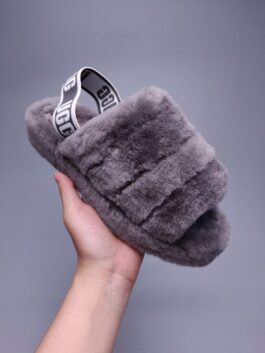 UGG sheepskin fur slippers 1095119 indoor slippers charcoal gray Fluff Yeah Slide Fluff Yeah Slide sandals size 35-43
