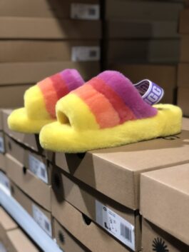 UGG wool integrated snow boots 1005119 velvet contrast color sandals yellow patchwork spot