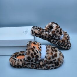 CELINE Leopard Print Casual Fur Slippers Available in Size 35-40