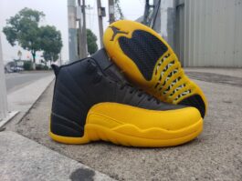 Air Jordan 12 Black/Yellow Official Correct Version Men's Shoes Sizes 40-47